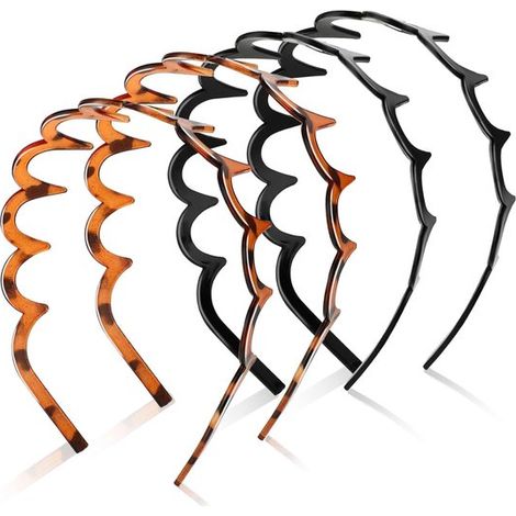 Lot de 4 bandeaux en plastique, unisexes, pour la course à pied, le sport, le fitness, la danse, le yoga et le lavage du visage. Diamètre : 12,5 cm. Couleurs : noir et marron. (1/5)