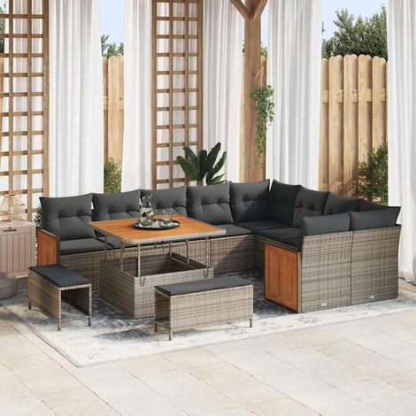Conjunto de sofá de jardín 12 pcs Gris 100 x 100 x 71 cm vidaXL (1/5)