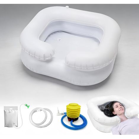 Lavabo à Cheveux Gonflable,Bac à Shampoing Gonflable,Lavabo Gonflable Portable pour Chevet,Lave Tete Domicile Gonflable,Bassin Gonflable pour Laver,pour Personnes à Mobilité Réduite (1/5)