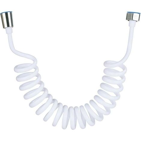 Flexible de douche,Tuyau de douche en mousse avec bouchon en cuivre, tuyau à ressort télescopique, flexible rétractable pour douchette, WC et bidet(3M Blanc) (1/4)
