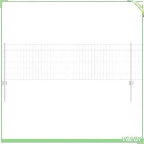 Clôture kit acier argent 2,5 x 0,6 m (2500 x 60 cm) avec 11 poteaux - résistante aux intempéries (1/5)