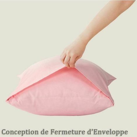 Taie D Oreiller - 50x70 Cm - Microfibre Brossée - Fermeture A Enveloppe - Lot De 2 (1/4)