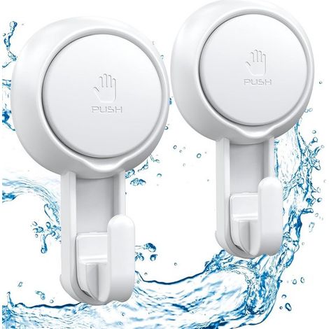 Ganci a ventosa potenti - Ganci resistenti per doccia, appendiabiti a ventosa impermeabili per bagno, cucina, asciugamani, accappatoi, ganci rimovibili e riutilizzabili per borse e cappotti (2 pezzi) (1/5)