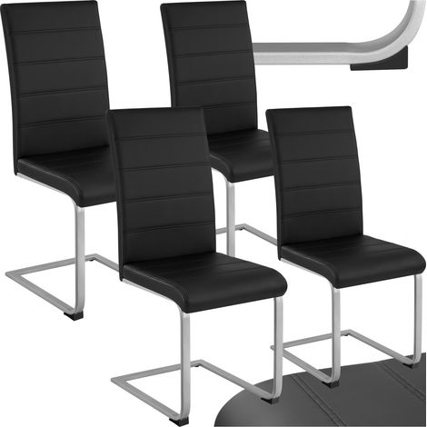 Ensemble 4 chaises de salle à manger rembourrées cuir synthétique noir (1/8)