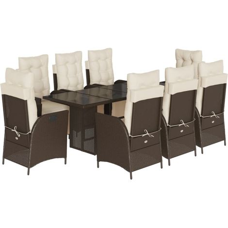 Maison Exclusive - Set da Pranzo da Giardino 9pz con Cuscini Marrone in Polyrattan (1/5)