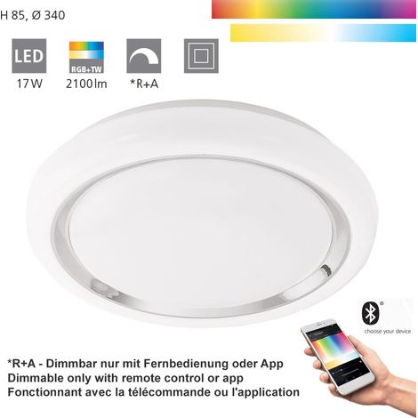 Plafonnier LED EGLO 33254 Crosslink CAPASSO-C blanc H:8,5cm Ø:34cm dimmable 2700-6500K avec fonction Connect (1/5)