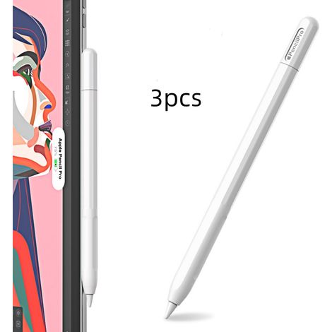 3 pièces Housse pour Apple Pencil Pro, Étui de Protection Léger et Doux, Grip Antidérapant Blanc