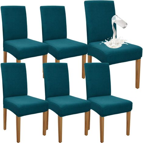 Coprisedie impermeabili di alta qualità per sala da pranzo, set da 6, per sala da pranzo, protezioni rimovibili per sedie, ideali per cucina, feste e hotel (set da 6, blu-verde) (1/5)