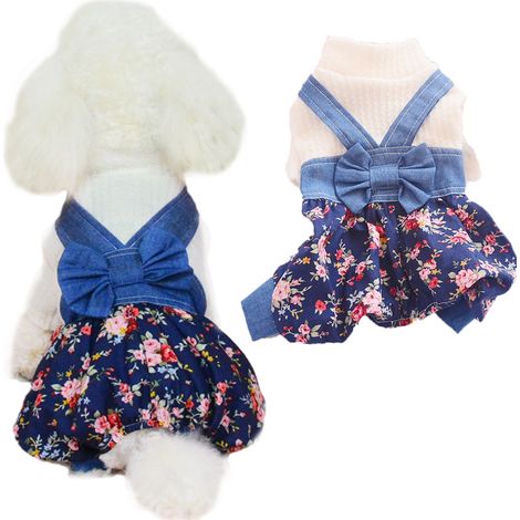 1 jean en denim pour chien, confortable et respirant, adapté aux chiens et chats de petite à grande taille, bleu ou blanc (1/5)
