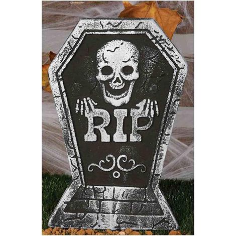 Crâne d'Halloween en forme de pierre tombale, RIP Mort 38x27cm (1/2)