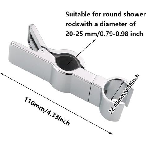 1 Stück Verstellbare Handbrausehalterung für Gleitstange Universelle Brausekopfhalterung für 20 25 mm Gleitklemme 45 drehbarer Brausekopf für Silber (1/4)