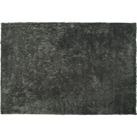 Alfombra gris oscuro 140 x 200 cm poliéster hecho a mano pelo largo Evren