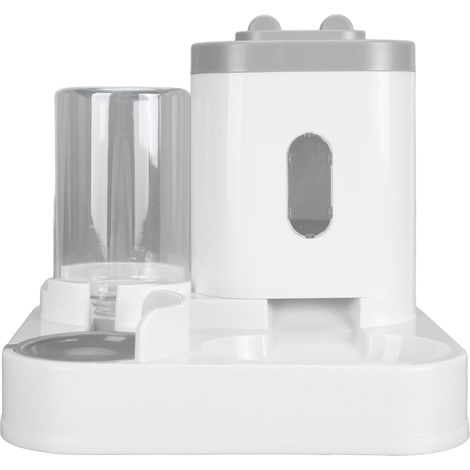 Pet Food Water Dispenser 2 in 1 Large Capacity Detachable Automatic Cat Waterer Feeder for Dog Puppy Gray (1/5)