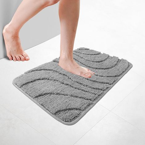 VOUNOT® Alfombra de Baño Antideslizante con Relieve Ondulado 40 x 60 cm Gris