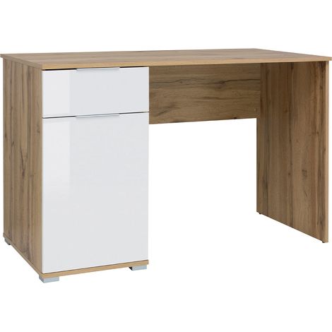 Bureau 1 porte 1 tiroir Selma Blanc et Bois (1/5)