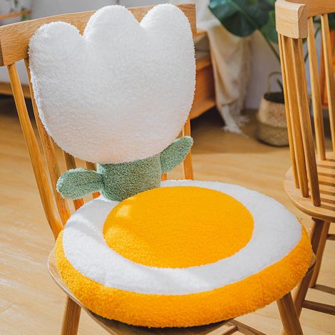 Tulpenförmiges Bürositzkissen, ergonomische Rückenlehne, Wohnaccessoire, weiß, 40 x 40 x 35 cm (1/5)