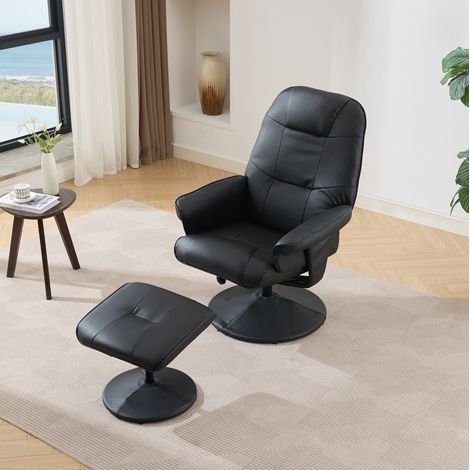 Fauteuil relax massant inclinable avec chauffage, repose-pieds, rotation 360°, noir (1/5)