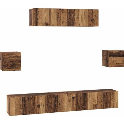 Maison Exclusive - TV-Schrankset Wandmontiert 7 pcs Altholz Holzw