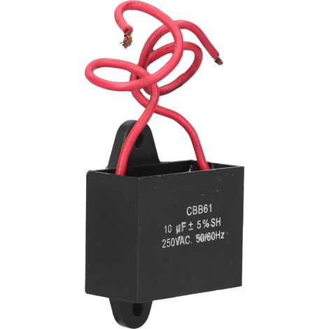 2 condensateurs de démarrage pour ventilateur de plafond, avec câble de 14 cm, 10 µF, 250 V CA, 50/60 Hz, CBB61 (1/5)