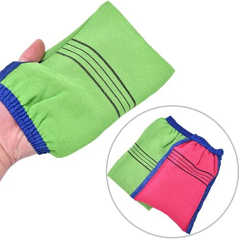 Serviette exfoliante coréenne double face portable pour adultes, gant de toilette, gommage corporel, serviette de bain avec brosse à poils durs