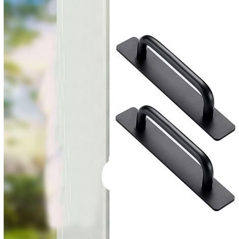 (Negro) 2 Tiradores autoadhesivos para muebles, tiradores autoadhesivos de aluminio, tiradores para puertas correderas (1/4)
