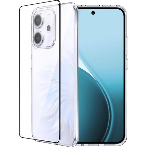 Handyhülle für Oppo Reno 14 mit Schutzfolie, transparent, stoßfest