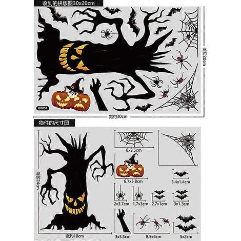 Autocollant de fenêtre d'Halloween - Décoration de vitrine - Fantôme/Zombie - Décoration statique pour fête d'Halloween
