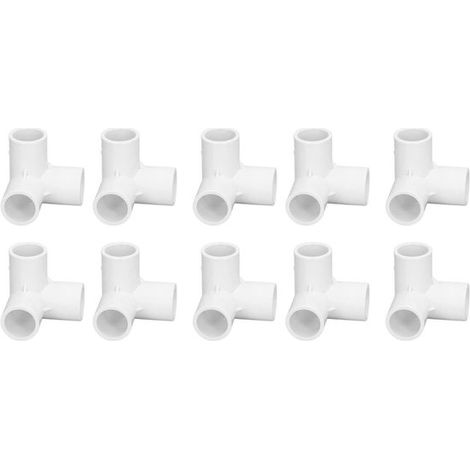 Golden Crown 3 Wege Rohrleitungen PVC Kunststoff Winkel T Stück Eckverbinder Weiß Für Wasserleitungen und Möbel 10 10 Stück 20 mm (1/5)