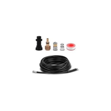 Kit de manguera flexible de alta presión de 15 m para limpieza de desagües con adaptador, compatible con Kärcher K2 K3 K4 K5 K6 K7 H514 - Crezuo