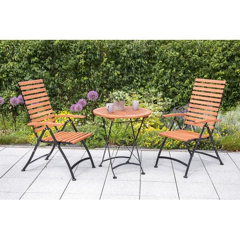 Schlossgarten Set 3tlg 2 Sessel Klapptisch Ø 70cm