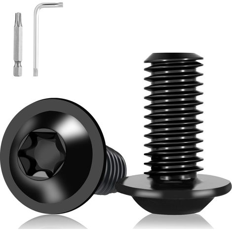 20 Pièces M5 Vis Torx Inoxydable A2 V2A Vis Noire Tete Plate Avec Collerette M5x25 mm avc Clés Torx et perceuses pour Machines et Echafaudage (1/5)