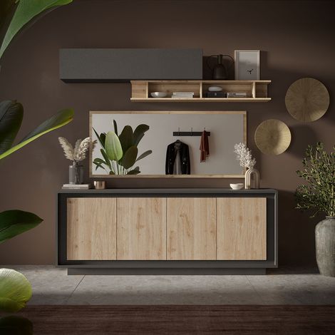 Buffet/bahut moderne 207 cm lave/chêne cadiz Rosine (1/5)