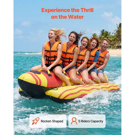 Bouée Tractée Gonflable pour Bateau, Bouée Tractable 5 Passagers 385 kg, Engin Tracté pour Tubing Jeux Aquatiques, avec Housse Inté… (1/5)