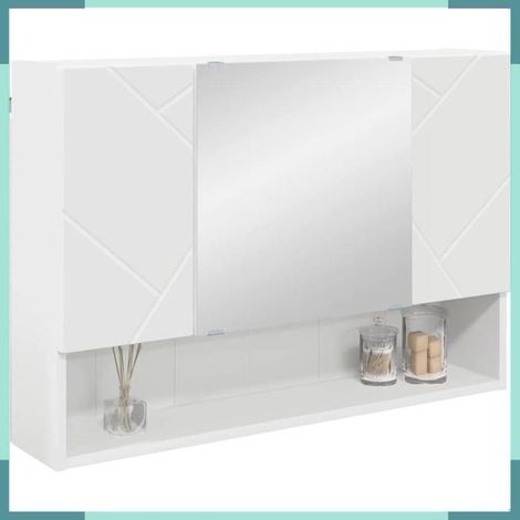 883354 Armoire Miroir Blanc 80 x 17 x 55 cm Bois d'ingénierie (1/5)