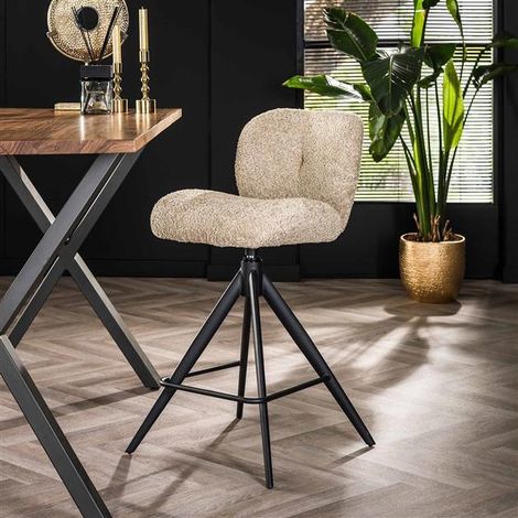Industrial swivel Bar Stool Twirl Boucle Beige (1/2)