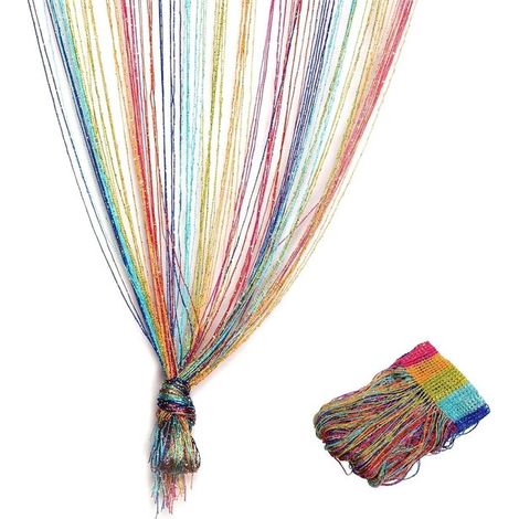 Moustiquaire de porte arc-en-ciel – 100x200 cm – Anti-moustiques – Pompons – Décoration intérieure – Luxe (1/5)