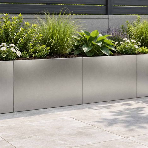 vidaXL Retaining Wall 2 pcs 60 x 12 x 50 cm Stainless Steel Silver (1/5)