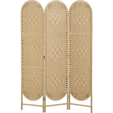 Biombo 3 panneaux 120x170 cm pliable naturel avec partie supérieure arquée