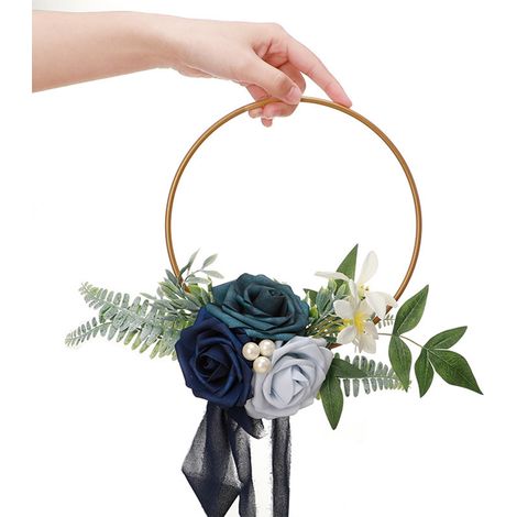Künstlicher Blumenkranz für Hochzeiten, Brautjungfern, Junggesellinnenabschiede, Zeremonien, Geburtstage, Seeblau (1/2)