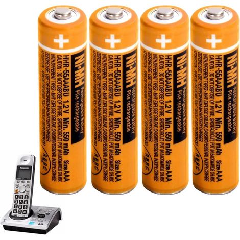 Pile Rechargeables AAA 550 mAh 1,2v NiMH pré-chargées pour téléphone sans Fil- Piles téléphone Lot de 4 (1/5)