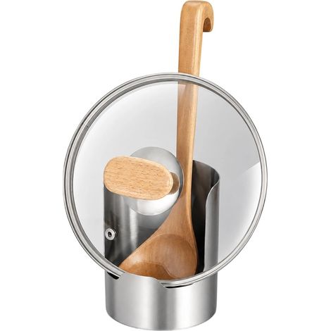 Support Cuillère Et Couvercle - 1 Pièce - Acier Inoxydable - Rangement Vertical Stable - Cuisine Maison Camping-Car - Argent (1/5)