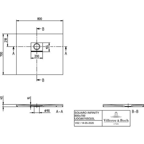 Villeroy & Boch UDQ8070SQI2LVAL DW Squaro Infinity 800x700x40mm