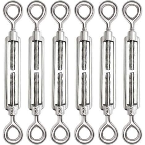 6 Pieces Cable Tensioner M6 Cable Tensioner Stainless Steel 304 Adjustable Turnbuckle Eye and Eye for Wire Tensioner Cable Steel Rope Hook Tensioner Accessories (1/5)