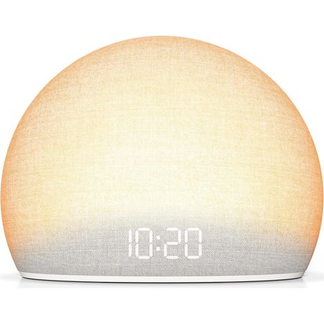 Réveil Lumineux Sunrise, Machine à Bruits Blancs pour Chambre Lumière d’Aube Naturelle avec Sons Doux, 20 Sons Relaxants, Affichage Réglable, Design sans Écran (1/5)