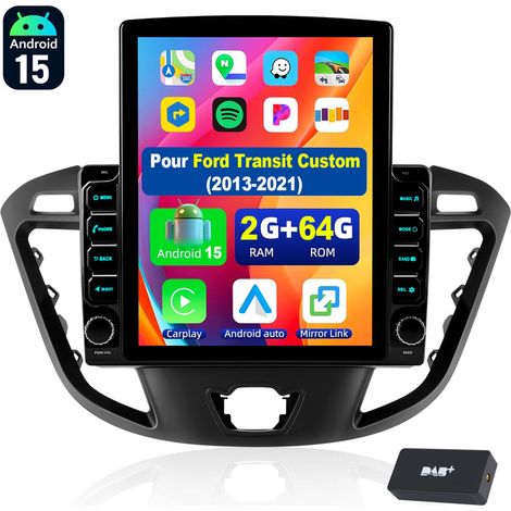 Autoradio Android 15 de 9,7 pouces avec CarPlay pour Ford Transit Custom 2013-2021, navigation GPS et RDS - 2+64G DAB+ (1/5)