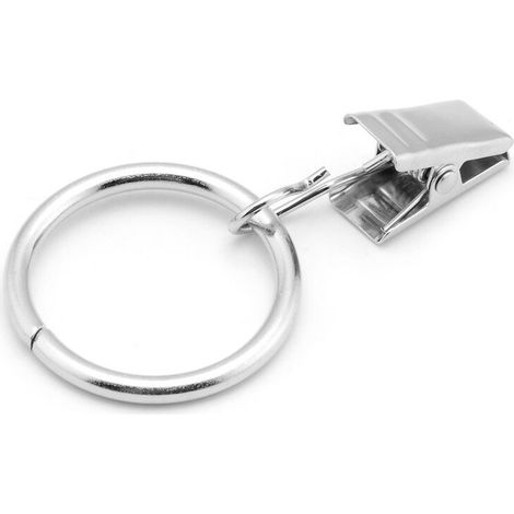 40 Stück Gardinenringe mit Clips, Metall-Aufhängeringe, Clipringe, 25 mm Innendurchmesser, Silber (1/4)