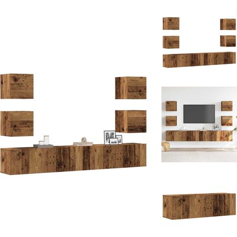 TV-Wandschränke 6 Stk. Altholz-Optik Holzwerkstoff - TV-Schrank - TV-Schränke - HiFi-Schrank - Medienschrank