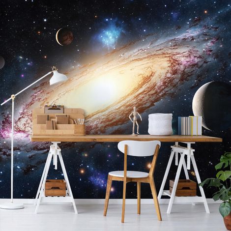 Vlies Fototapete Kosmos 150x105 cm, Tapeten, für Wohn und Schlafzimmer, Vliestapete Wandtapete Tapete 3D Effekt- inkl. Kleister - Planeten Galaxie Galaxy, WallArena (1/4)