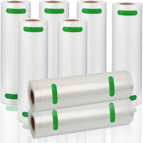 Sacs sous Vide Alimentaire, Sacs sous Vide 20 X 600 CM Approuvé par la FDA sans BPA, pour Appareil de Mise sous Vide, Cuisiner au Micro-onde, Réfrigérateur, Réutilisable-8 Rouleaux - Transparent (1/5)