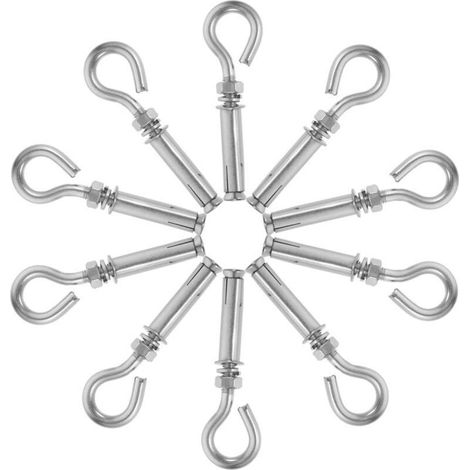 10 pièces Boulons Expansion Acier Inoxydable Crochet à Œil Résistant pour Ancrage Mur Béton Usage Industriel et Domestique (1/4)